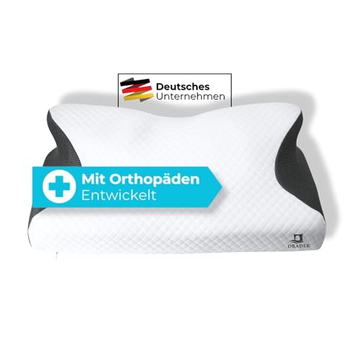 Drader Orthopädisches Kissen - Memory Foam Kissen - Ergonomisches Kopfkissen für Bauch, Rücken und Seitenschläfer - Nackenstützkissen gegen Rücken,- und Nackenschmerzen - Antischnarchkissen von Drader