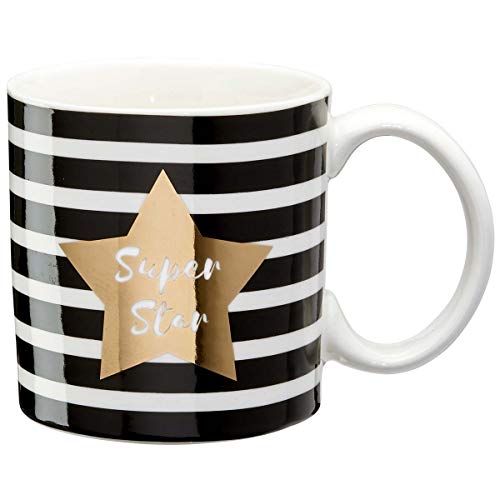 DRAEGER PARIS | Tasse Black & Gold feines Porzellan "Super Star" | Originelle Tasse zum Verschenken an Ihre Lieben, Kollegen, Freunde, Freunde | Kaffeetasse mit Geschenkbox von DRAEGER PARIS 1886