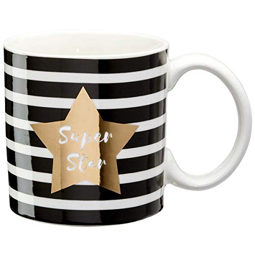 DRAEGER Paris Tasse Black & Gold feines Porzellan "Super Star" | Originelle Tasse zum Verschenken an Ihre Lieben, Kollegen, Freunde, Freunde | Kaffeetasse mit Geschenkbox von DRAEGER