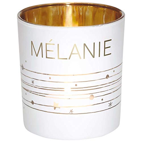 Draeger Paris – Teelichthalter Melanie, Glas weiß und Gold, H8 x L 7,5 cm von Draeger Paris