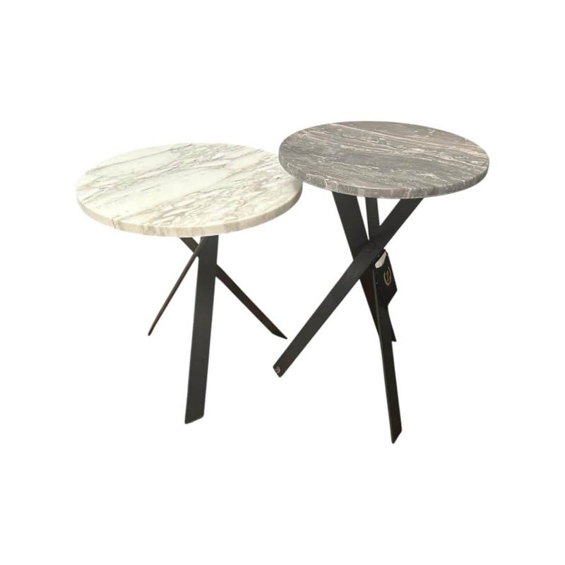 2er Set Beistelltisch Mortimer Platten Orobico Black 3 Stein Weiß Und Grau Geste... von Draenert