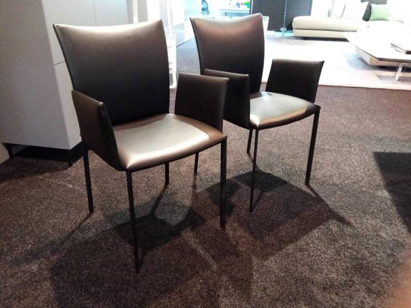 2er Set Stuhl Nobile Soft Leder Schwarz von Draenert