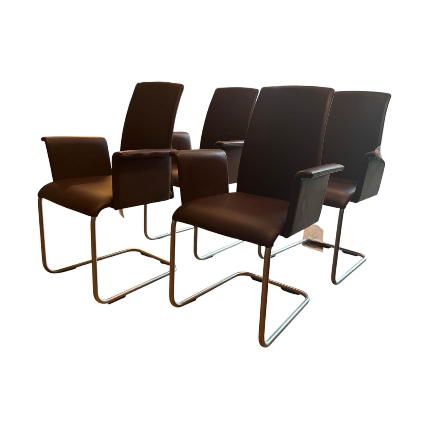 4er Set Armlehnstuhl Luma 2063 I Leder II Elmosoft 95006 Dark Purple Violett Ges... von Draenert