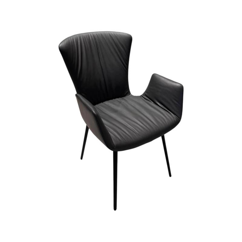 Armlehnstuhl Dexter Leder I 919 Grau Gestell Stahl Schwarz Pulverbeschichtet Armlehnstuhl Dexter Leder I 919 Grau Gestell Stahl Schwarz Pulverbeschichtet von Draenert