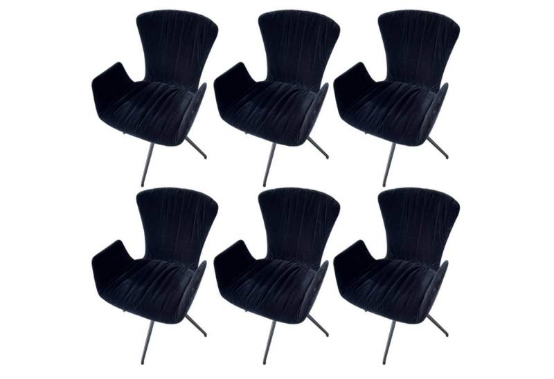 Draenert Essgruppe 6er Set Armlehnstuhl Dexter Stoff Charmelle Cloud 64 Blau von Draenert