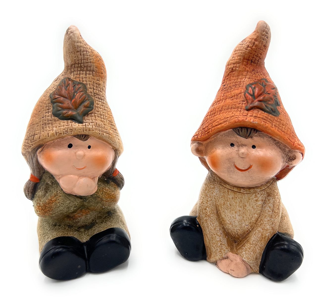 Dragimex Dekofigur Sitzende Herbstkinder aus Terrakotta – 2er Set für herbstliche Deko (2er-Set) von Dragimex