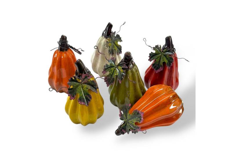 Dragimex Dekoobjekt 6x Kürbis aus Keramik, Herbstdekoration, Halloween-Deko Ø 6cm H 10cm von Dragimex