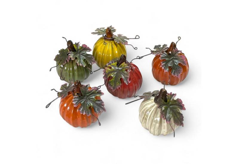 Dragimex Dekoobjekt 6x Kürbis aus Keramik, Herbstdekoration, Halloween-Deko Ø 9cm H 11,5cm Dragimex Dekoobjekt 6x Kürbis aus Keramik, Herbstdekoration, Halloween-Deko Ø 9cm H 11,5cm von Dragimex