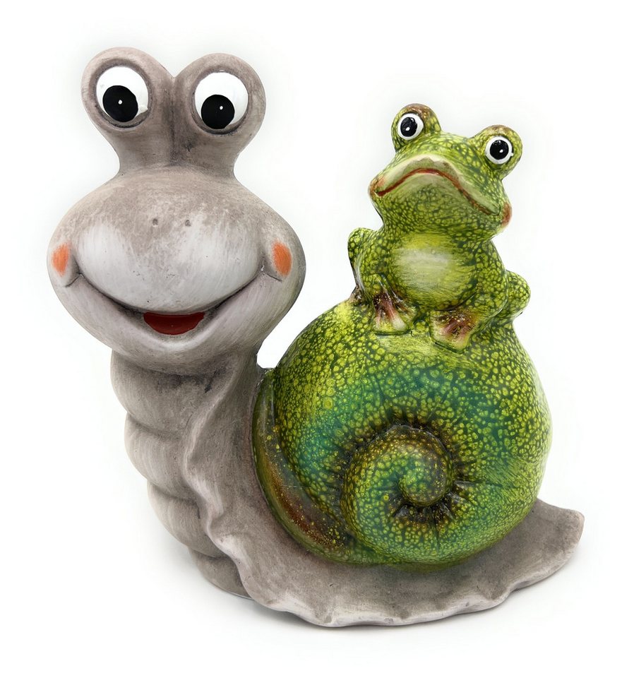 Dragimex Gartenfigur Deko-Schnecke mit Frosch – 21 cm hoch, aus liebevoller Keramik Dragimex Gartenfigur Deko-Schnecke mit Frosch – 21 cm hoch, aus liebevoller Keramik von Dragimex