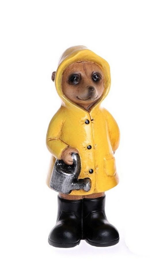 Dragimex Gartenfigur Erdmännchen stehend im Regenmantel einzeln oder im Set von Dragimex