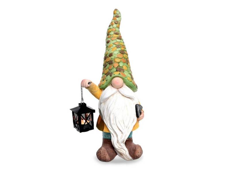 Dragimex Gartenfigur Wichtelfigur mit Laterne – Wetterfest & frostsicher, Höhe 52 cm von Dragimex