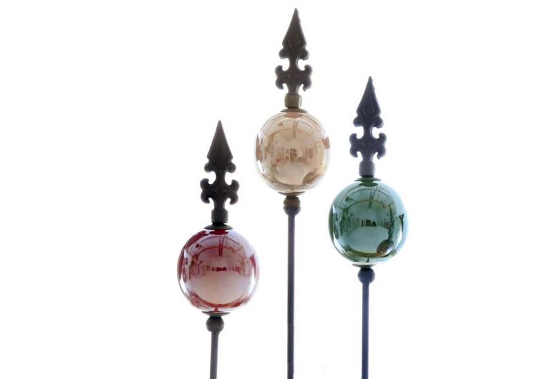 Dragimex Gartenstecker Metall Stecker franz. Lilie. 3x Gartenstecker Beere Grün Beige 110cm von Dragimex