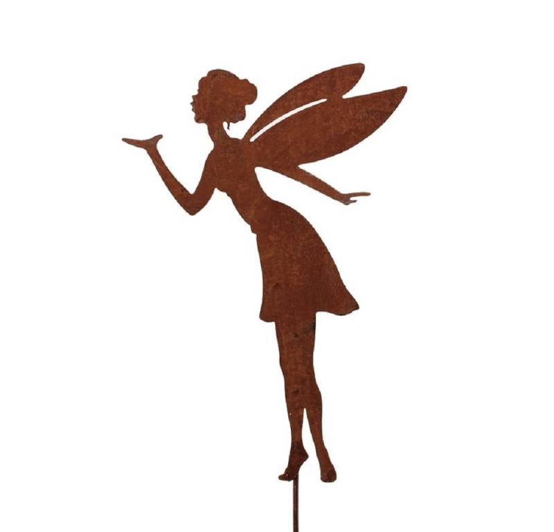 Dragimex Gartenstecker Metall Stecker. ELFE STEHEND. Rost Gartenstecker. 78 cm. von Dragimex