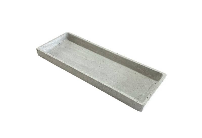 Dragimex Getränkeuntersetzer Dekotablett, Moderne Schale aus grauem Polyresin, Betonoptik 27x10x2cm von Dragimex