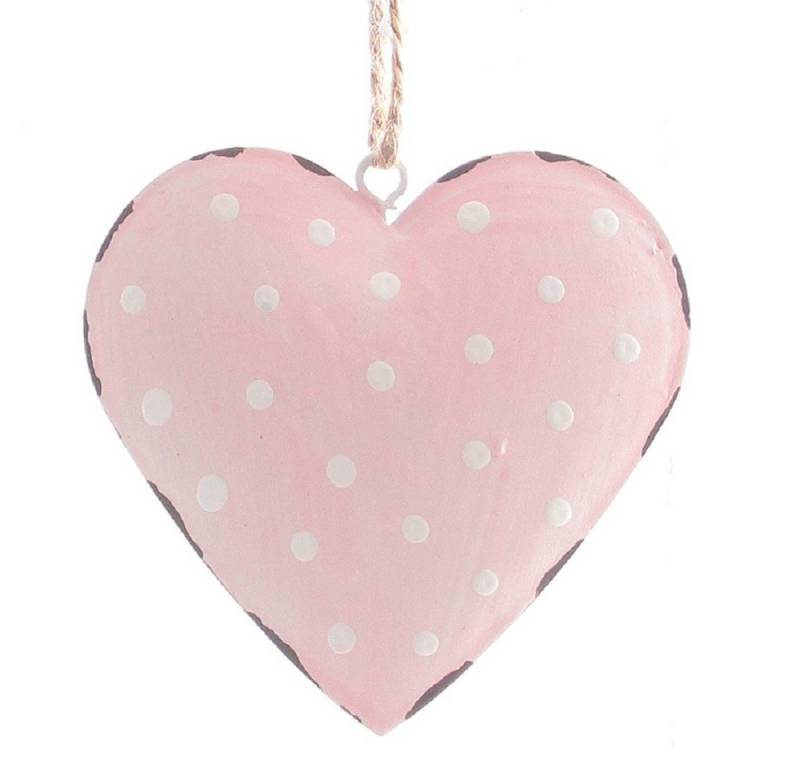 Dragimex Hängedekoration Metall-Hänger Herz, mit weißen Punkten ca. 7cm ROSA von Dragimex