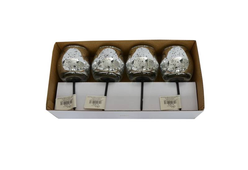 Dragimex Teelichthalter Teelichgläser silber aus Glas 4er Set mit Picker für den Adventskranz von Dragimex