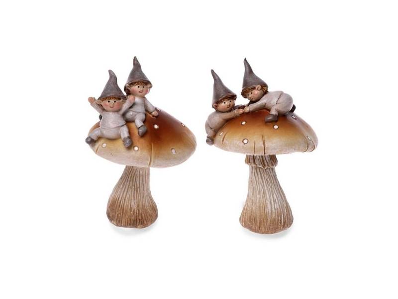 Dragimex Wichtel 2er Set Wichtel auf Pilz – Verspielte Deko für drinnen & draußen (2er-Set) von Dragimex