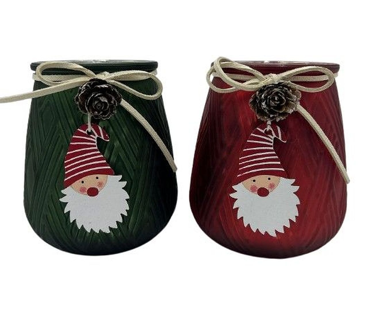 Dragimex Windlicht 2er Set – rot & grün – innen Silber – Ø 9 x 10 cm – Weihnachtsdeko (2er-Set) von Dragimex