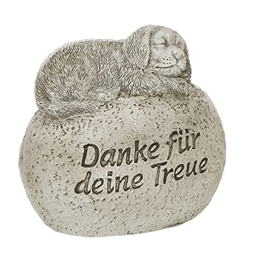Grabdeko Hund auf Stein Danke für Deine Treue Trauerstein Grabschmuck Grabstein von Dragimex