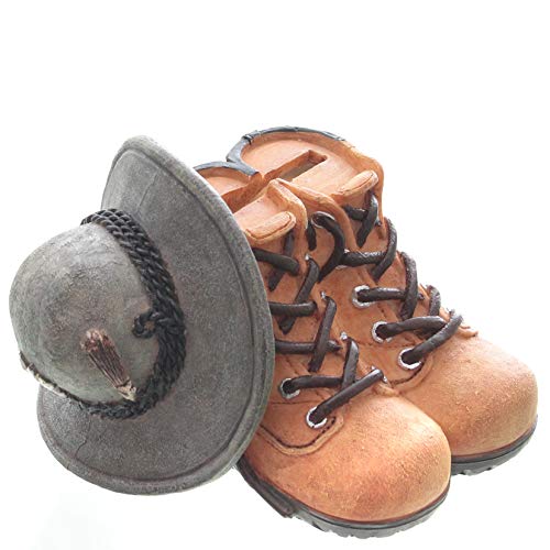 wunderschöne Spardose Wanderstiefel, Wanderschuhe,Wanderkasse mit Gummipfopfen von Dragimex
