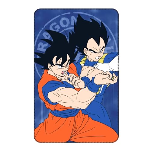 Dragon Ball Z Decke, Goku Decken Design, Sofa Bettdecke, Weiches und Warmes Fleece, Geschenk für Kinder und Jugendliche, 100 x 95 cm von Dragon Ball Z