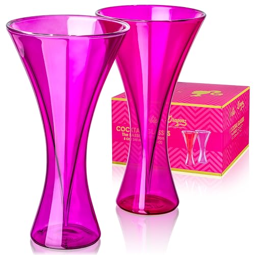 Dragon Glassware Barbie-Martini-Gläser, doppelwandig, isoliertes Cocktailglas, einzigartiges und futuristisches Trinkgeschirr, hält Getränke länger kalt, 237 ml Fassungsvermögen, 2 Stück von Dragon Glassware