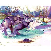 Farbspritzer Wölfe - 8x10 Oder 11x14 Druck Tier Kunstdruck von DragonCrestStudios