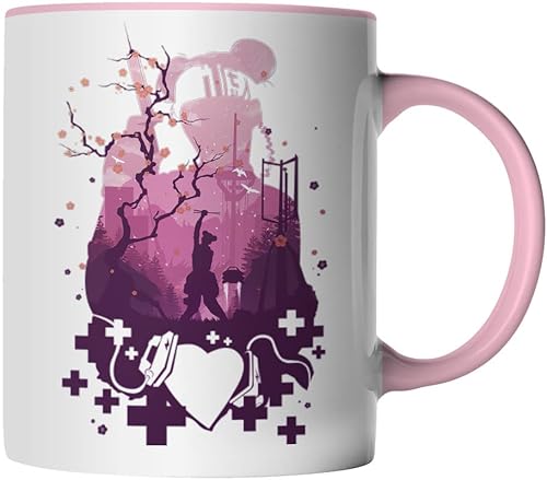 DragonHive Tasse - Apex Legends Lifeline DOC Gaming Mug - beidseitig Bedruckt - Geschenk Idee Kaffeetasse mit Spruch, Keramik 330ml, Tassenfarbe: Rosa von DragonHive