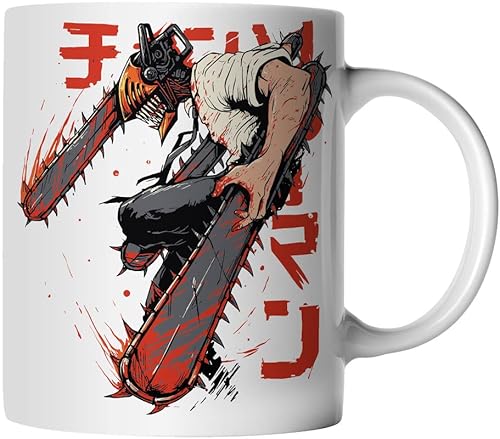 DragonHive Tasse - Chainsaw Man Anime Manga Motiv 1 - beidseitig Bedruckt - Geschenk Idee Kaffeetasse mit Spruch, Keramik 330ml, Tassenfarbe: Weiß von DragonHive