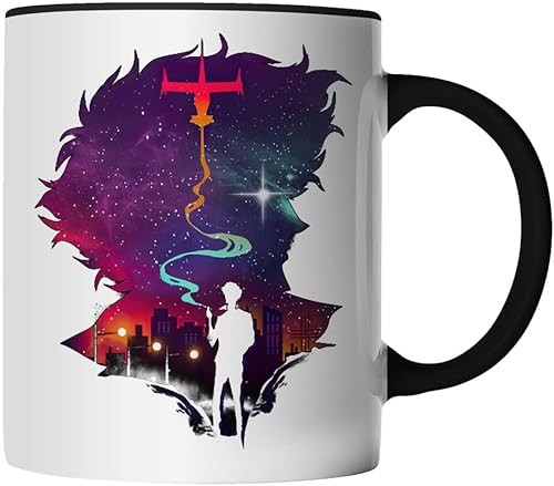 DragonHive Tasse - Cowboy Bebop Anime - beidseitig Bedruckt - Geschenk Idee Kaffeetasse mit Spruch, Keramik 330ml, Tassenfarbe: Schwarz von DragonHive