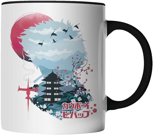 DragonHive Tasse - Cowboy Bebop Space Anime Manga - beidseitig Bedruckt - Geschenk Idee Kaffeetasse mit Spruch, Keramik 330ml, Tassenfarbe: Schwarz von DragonHive