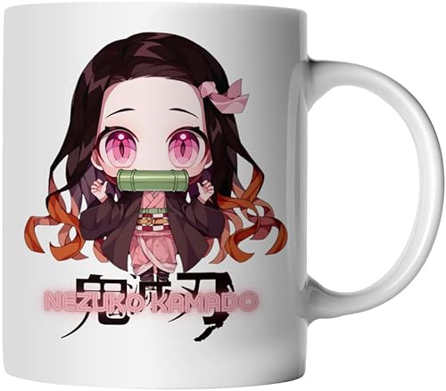 DragonHive Tasse - Demon Slayer Nezuko Kamado 2 Demon Anime - beidseitig Bedruckt - Geschenk Idee Kaffeetasse mit Spruch, Keramik 330ml, Tassenfarbe: Weiß von DragonHive