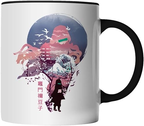 DragonHive Tasse - Demon Slayer Nezuko Kamado Demon Anime - beidseitig Bedruckt - Geschenk Idee Kaffeetasse mit Spruch, Keramik 330ml, Tassenfarbe: Schwarz von DragonHive