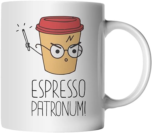 DragonHive Tasse - Espresso Patronum Harry Patronus Zauber Potter - Geschenk Idee Kaffeetasse mit Spruch, Keramik 330ml, Tassenfarbe: Weiß von DragonHive