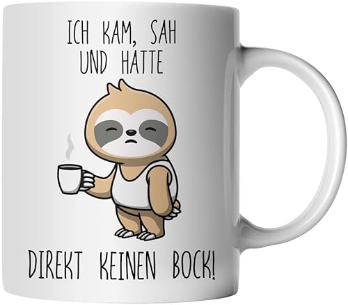 DragonHive Tasse - Ich kam sah und hatte direkt keinen Bock Büro Office Kollegen - beidseitig Bedruckt - Geschenk Idee Kaffeetasse mit Spruch, Keramik 330ml, Tassenfarbe: Weiß von DragonHive