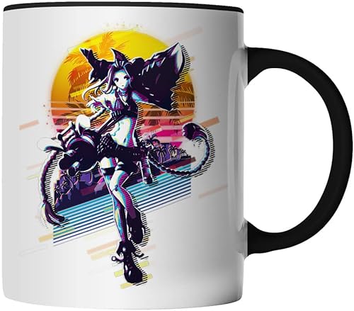 DragonHive Tasse - LoL Jinx Gaming Mug - beidseitig Bedruckt - Geschenk Idee Kaffeetasse mit Spruch, Keramik 330ml, Tassenfarbe: Schwarz von DragonHive