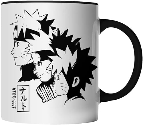 DragonHive Tasse - Naruto Anime Manga - beidseitig Bedruckt - Geschenk Idee Kaffeetasse mit Spruch, Keramik 330ml, Tassenfarbe: Schwarz von DragonHive