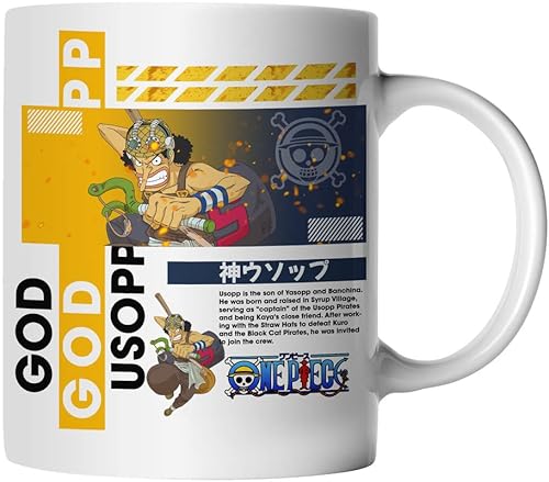 DragonHive Tasse - One Piece Mug Motiv 14 für Anime Manga Fans Usopp Lysop - beidseitig Bedruckt - Geschenk Idee Kaffeetasse mit Spruch, Keramik 330ml, Tassenfarbe: Weiß von DragonHive