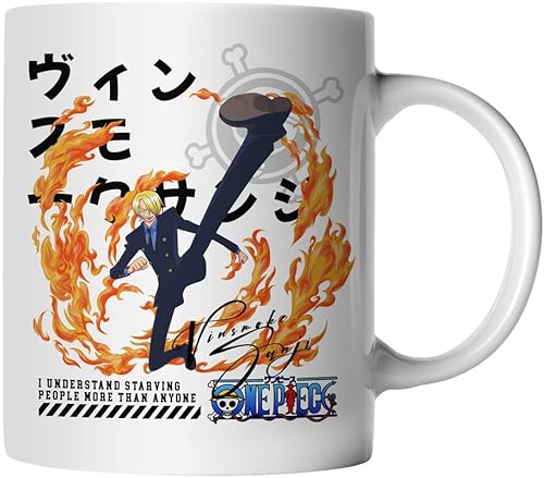 DragonHive Tasse - One Piece Mug Motiv 18 für Anime Manga Fans Motiv Vinsmoke Sanji - beidseitig Bedruckt - Geschenk Idee Kaffeetasse mit Spruch, Keramik 330ml, Tassenfarbe: Weiß von DragonHive