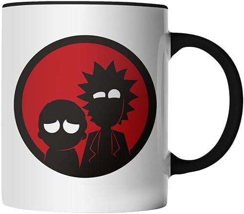 DragonHive Tasse - Rick and Morty Red Cirle lustig - beidseitig Bedruckt - Geschenk Idee Kaffeetasse mit Spruch, Keramik 330ml, Tassenfarbe: Schwarz von DragonHive