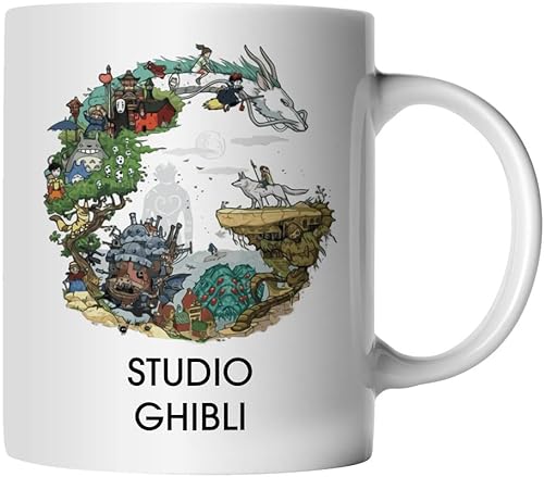 DragonHive Tasse - Studio Ghibli Motiv 1 - beidseitig Bedruckt - Geschenk Idee Kaffeetasse mit Spruch, Keramik 330ml, Tassenfarbe: Weiß von DragonHive