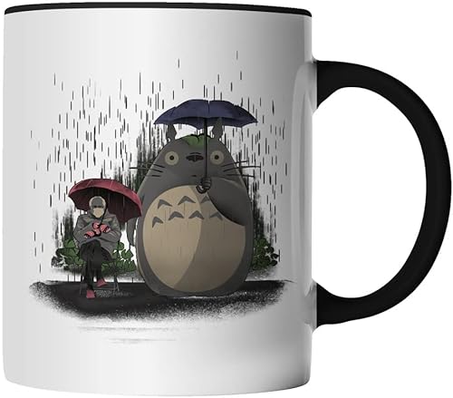 DragonHive Tasse - Studio Ghibli Motiv 11 Bernie Sanders Meme - beidseitig Bedruckt - Geschenk Idee Kaffeetasse mit Spruch, Keramik 330ml, Tassenfarbe: Schwarz von DragonHive