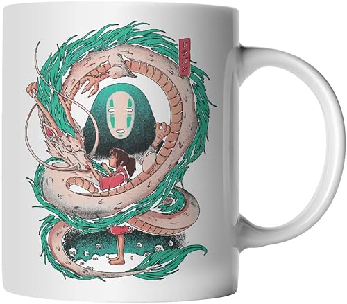 DragonHive Tasse - Studio Ghibli Motiv 2 - beidseitig Bedruckt - Geschenk Idee Kaffeetasse mit Spruch, Keramik 330ml, Tassenfarbe: Weiß von DragonHive