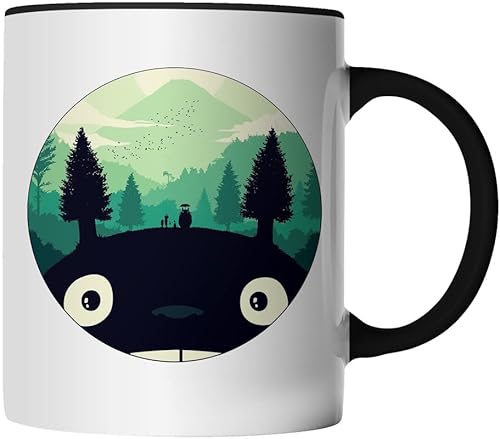 DragonHive Tasse - Studio Ghibli Motiv 3 - beidseitig Bedruckt - Geschenk Idee Kaffeetasse mit Spruch, Keramik 330ml, Tassenfarbe: Schwarz von DragonHive