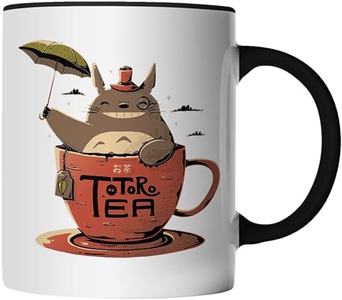 DragonHive Tasse - Studio Ghibli Motiv 4 - beidseitig Bedruckt - Geschenk Idee Kaffeetasse mit Spruch, Keramik 330ml, Tassenfarbe: Schwarz von DragonHive