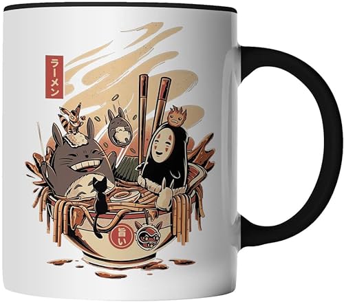 DragonHive Tasse - Studio Ghibli Motiv 7 - beidseitig Bedruckt - Geschenk Idee Kaffeetasse mit Spruch, Keramik 330ml, Tassenfarbe: Schwarz von DragonHive