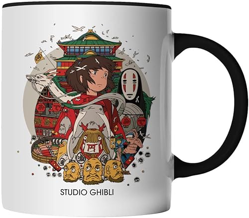 DragonHive Tasse - Studio Ghibli Motiv 8 - beidseitig Bedruckt - Geschenk Idee Kaffeetasse mit Spruch, Keramik 330ml, Tassenfarbe: Schwarz von DragonHive