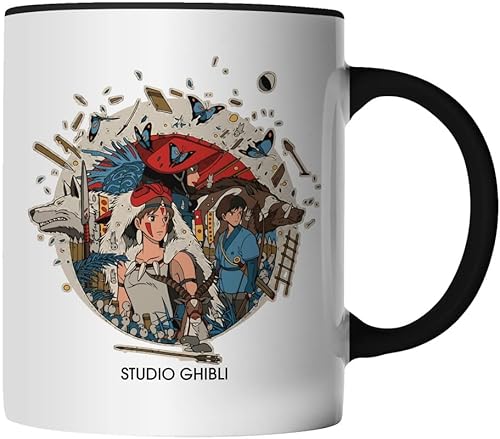 DragonHive Tasse - Studio Ghibli Motiv 9 - beidseitig Bedruckt - Geschenk Idee Kaffeetasse mit Spruch, Keramik 330ml, Tassenfarbe: Schwarz von DragonHive