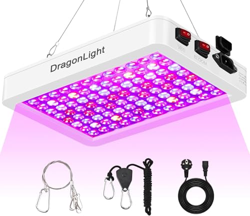 DragonLight 2024 Neueste BW1000 Pflanzenlampe LED Vollspektrum mit UV IR, Doppelchips LED Grow Lampe mit 3-Meter-Kabel für Gewächshaus und Zimmerpflanzen Gemüse und Blumenanbau [Weiß] von DragonLight