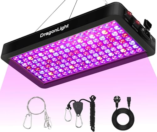 DragonLight 2024 Neueste BW2000 Pflanzenlampe LED Vollspektrum mit UV IR, Doppelchips LED Grow Lampe mit 3-Meter-Kabel für Gewächshaus und Zimmerpflanzen Gemüse und Blumenanbau [Schwarz] von DragonLight